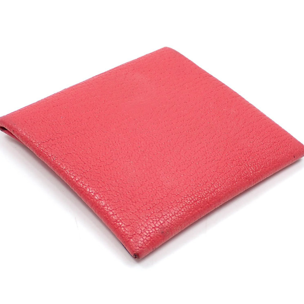 HERMES Bastia Coin Case Women's Rouge Vif Chevre N Stamp Made Around 2010 Purse - Picture 2 of 10